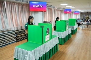 รร.สาธิต มรภ.เทพสตรี จัดแสดงวิสัยทัศน์และลงคะแนนหยั่งเสียงผู้มีสิทธิเข้ารับการคัดเลือกเป็นผู้อำนวยการโรงเรียนสาธิตมหาวิทยาลัยราชภัฏเทพสตรี