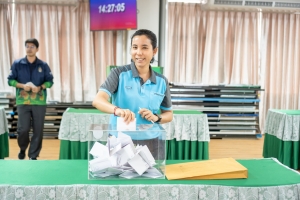 รร.สาธิต มรภ.เทพสตรี จัดแสดงวิสัยทัศน์และลงคะแนนหยั่งเสียงผู้มีสิทธิเข้ารับการคัดเลือกเป็นผู้อำนวยการโรงเรียนสาธิตมหาวิทยาลัยราชภัฏเทพสตรี