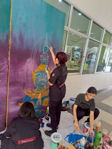 ทีมนักศึกษา มรภ.เทพสตรี ร่วมส่งผลงานสร้างสรรค์เข้าประกวด Thai Youth Street Art ระดับอุดมศึกษา Dream world of power ถ่ายทอดโลกอนาคตที่ไม่หลงลืมรากเหง้าแห่งศรัทธา