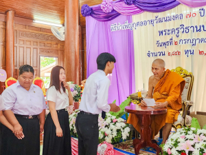 นศ. มรภ.เทพสตรี เข้ารับทุนการศึกษาจากเจ้าอาวาสวัดแจ้งพรหมนคร ในพิธีบำเพ็ญกุศลเนื่องในอภิลักขิตสมัยเจริญอายุวัฒนมงคล ครบรอบ 70 ปี และมอบทุนการศึกษาปีที่ 28
