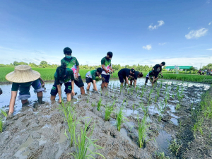 อธิการบดี นำทีมผู้บริหาร มรภ.เทพสตรี ลงพื้นที่ให้กำลังใจนักศึกษา ชั้นปีที่ 1 ที่เข้าร่วมโครงการส่งเสริมการเรียนรู้เกษตรทฤษฎีใหม่เพื่อการส่งเสริมอาชีพ สำหรับนักศึกษา มรภ.เทพสตรี