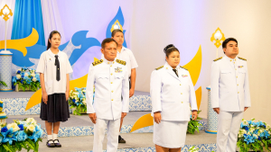 ผู้แทนผู้บริหาร คณาจารย์ บุคลากร นักเรียน และนักศึกษา มรภ.เทพสตรี บันทึกเทปโทรทัศน์ถวายพระพรชัยมงคล สมเด็จพระนางเจ้าสิริกิติ์ พระบรมราชินีนาถ พระบรมราชชนนีพันปีหลวง