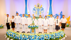 ผู้แทนผู้บริหาร คณาจารย์ บุคลากร นักเรียน และนักศึกษา มรภ.เทพสตรี บันทึกเทปโทรทัศน์ถวายพระพรชัยมงคล สมเด็จพระนางเจ้าสิริกิติ์ พระบรมราชินีนาถ พระบรมราชชนนีพันปีหลวง