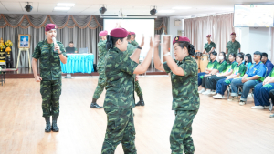 กองพัฒนานักศึกษา มรภ.เทพสตรี ร่วมกับ กองพันปฏิบัติการจิตวิทยา หน่วยบัญชาการสงครามพิเศษ จัดอบรมค่ายเยาวชนรักษ์ชาติ ร่วมรักษาสถาบัน ชาติ ศาสนา และพระมหากษัตริย์