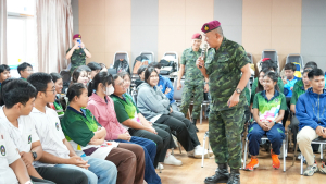 กองพัฒนานักศึกษา มรภ.เทพสตรี ร่วมกับ กองพันปฏิบัติการจิตวิทยา หน่วยบัญชาการสงครามพิเศษ จัดอบรมค่ายเยาวชนรักษ์ชาติ ร่วมรักษาสถาบัน ชาติ ศาสนา และพระมหากษัตริย์
