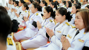 มรภ.เทพสตรี ร่วมพิธีบำเพ็ญกุศลอุทิศถวายพระราชกุศลแด่ สมเด็จพระพันปีหลวง ครบปัญญาสมวาร (50 วัน) ณ วัดสิริจันทรนิมิตรวรวิหาร