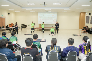 คณะมนุษยศาสตร์ฯ จัดอบรมป้องกันและระงับเหตุอัคคีภัยเบื้องต้น การดับเพลิงและอพยพหนีไฟ