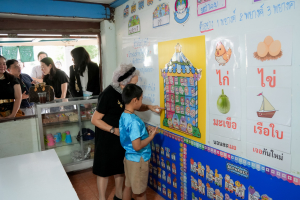 มรภ.เทพสตรี และหัวหน้าส่วนราชการ ต้อนรับคณะทำงานทางวิชาการสภากาชาดไทย ในโอกาสนิเทศและตรวจเยี่ยมโครงการส่งเสริมและพัฒนาการพูด อ่าน เขียนภาษาไทย ของโรงเรียน จ.ลพบุรี