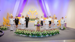 ผู้แทนผู้บริหาร คณาจารย์ บุคลากร นักเรียน และนักศึกษา มรภ.เทพสตรี บันทึกเทปโทรทัศน์ถวายพระพรชัยมงคล สมเด็จพระนางเจ้าฯ พระบรมราชินี