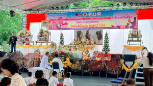 มรภ.เทพสตรี ร่วมกิจกรรมสืบสานศิลปวัฒนธรรมหนังใหญ่วัดสว่างอารมณ์ พร้อมเผยแพร่ผลงานการแสดง พระมงกุฎบุตรรบ