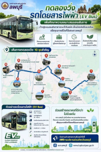 อบจ.ลพบุรี ร่วมกับ มรภ.เทพสตรี เปิดทดลองวิ่ง รถเมล์ไฟฟ้า EV BUS สาย 19 นั่งฟรี! มุ่งพัฒนาระบบขนส่งเมือง ยกระดับคุณภาพชีวิตชาวลพบุรี