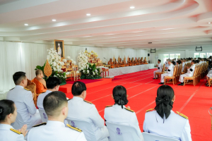 มรภ.เทพสตรี ร่วมพิธีทำบุญตักบาตรและพิธีบำเพ็ญกุศลทักษิณานุประทาน อุทิศถวายเป็นพระกุศลแด่ สมเด็จพระเจ้าลูกเธอ เจ้าฟ้าพัชรกิติยาภาฯ ในวาระครบ 100 วัน (สตมวาร)