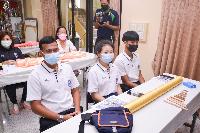 การอบรมส่งเสริมทักษะการเตรียมสถานที่สำหรับอบรมสัมมนาและการผูกผ้าสำหรับตกแต่งนิทรรศการ