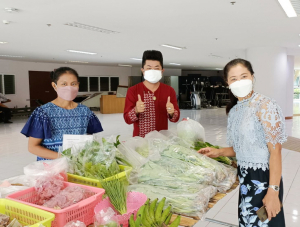 ศูนย์ส่งเสริมการจัดการศึกษาตามพระบรมราโชบาย มรท. อ.บางระจัน จ.สิงห์บุรี ออกบูธจำหน่ายผักปลอดสารพิษและผลผลิตทางการเกษตร