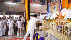 มรท. ร่วมพิธีเจริญพระพุทธมนต์เฉลิมพระเกียรติ พระบาทสมเด็จพระเจ้าอยู่หัว สมเด็จพระนางเจ้าสิริกิติ์ พระบรมราชินีนาถ พระบรมราชชนนีพันปีหลวง และสมเด็จพระนางเจ้าฯ พระบรมราชินี ประจำปี พ.ศ. 2566 ครั้งที่ 9